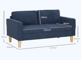 Small Two-Seater Corduroy Sofa - Blue T3398P329916