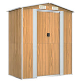 Garden Shed Light Brown 192x108x223 cm Galvanised Steel 319275