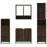 ZNTS 4 Piece Bathroom Furniture Set Brown Oak Engineered Wood 3301279