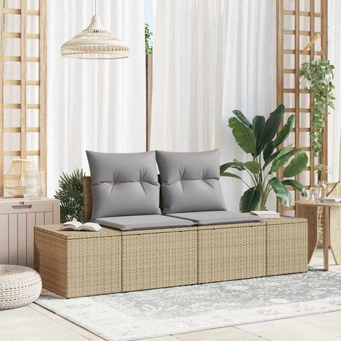 Garden Sofa with Cushion Beige 123 x 62 x 69cm Poly Rattan 42006805