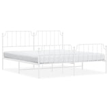 Metal Bed Frame without Mattress with Footboard White 183x213cm 373959