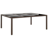 Garden Table with Glass Top Brown 200x150x75 cm Rattan 310589