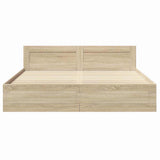 Bed Frame with Drawer 2 pcs Sonoma 193 x 203 cm Engineered Wood 3402856