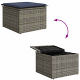 Garden Stool with Cushion Grey 55 x 55 x 37 cm Poly Rattan 366154