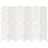 Room Divider 6 Panels White Solid Wood Paulownia 358841