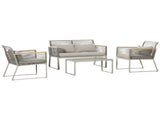 4 Pieces Rattan Garden Furniture Set - Grey T3398P325256