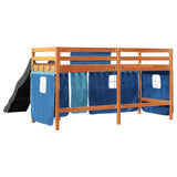 Kids' Loft Bed with Curtains Blue 80x200 cm Solid Wood Pine 3309072
