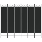 6-Panel Room Divider Black 240x200 cm Fabric 350161