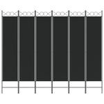 6-Panel Room Divider Black 240x200 cm Fabric 350161