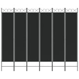 6-Panel Room Divider Black 240x200 cm Fabric 350161