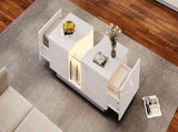 Led Coffee with 2 Drawer Storage, High Gloss Coffee for Living Room Unique Shape Centre N605P287896W