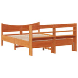 Bed Frame with Headboard Wax Brown 150x200 cm King Size Solid Wood Pine 3307043