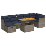 8 Piece Garden Sofa Set with Cushions Brown Poly Rattan Acacia 3327985