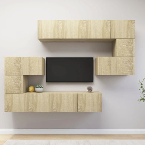 8 Piece TV Cabinet Set Sonoma Oak Engineered Wood 3079038