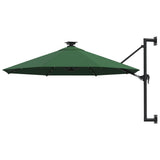 Wall-mounted Garden Parasol with LEDs 300 cm Green 312523