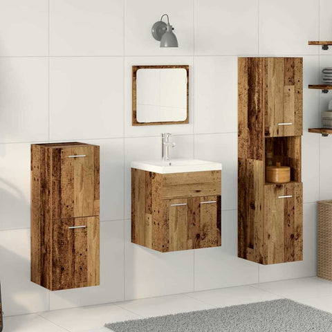Bathroom Furniture Set 4 pcs Old Wood 30 x 30 x 130 cm 3332553