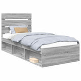 Bed Frame Grey Sonoma 90 x 190 cm Solid Pine Wood 3411797
