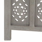 Hand carved 5-Panel Room Divider Grey 200x165 cm Solid Mango Wood 285323