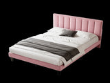 4ft6 Double Upholstered Velvet Frame, with Adjustable Channel Tufted Headboard, Velvet Platform N652P179780P