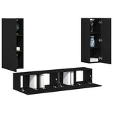 TV Cabinet Set Wall-mounted 4 pcs Black oak 160 x 30 x 30 cm 3393208