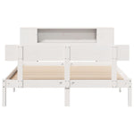 ZNTS Bookcase Bed without Mattress White 150x200 cm King Size Solid Wood Pine 3321777