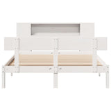 ZNTS Bookcase Bed without Mattress White 150x200 cm King Size Solid Wood Pine 3321777
