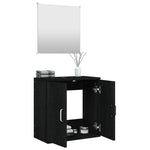 ZNTS 2 Piece Bathroom Furniture Set Black Engineered Wood 242559