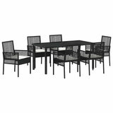 Garden Dining Set with Cushion 7 pcs Black Poly rattan 3379867