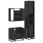 ZNTS 3 Piece Bathroom Furniture Set Black Engineered Wood 3301065