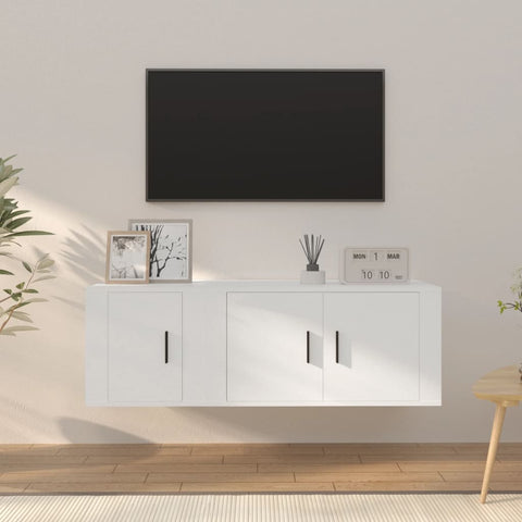 2 Piece TV Cabinet Set White Engineered Wood 3188406