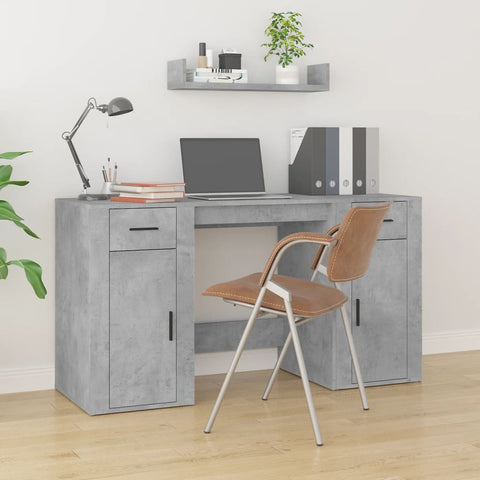 Desk with Cabinet Concrete Grey Engineered Wood 3185435