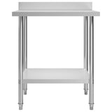 Kitchen Work Table with Backsplash 80x60x93 cm Stainless Steel 51187