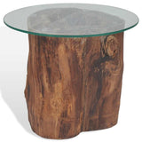 Coffee Table Teak Glass 50x40 cm 245069