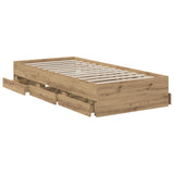 Bed Frame with Storage Artisan Oak 90 x 200 cm Engineered wood 3445765