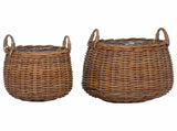 Planter Basket with Storage 2 pcs Brown Lacak Rattan 42020954