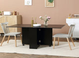 Foldable Dining Table, Extendable Drop Leaf Table with 2-tier Shelves, Small Dinner Table with T3398P344830