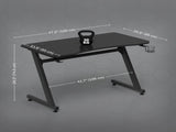 Gaming Desk 120 x 65 cm Steel Frame with Cup Holder, Headphone Hook, Adjustable Feet and Cable T3398P343072