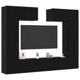 TV Cabinet Set 6 pcs Black oak 100 x 30 x 30 cm Engineered wood 3332583