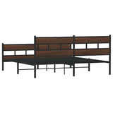 Metal Bed Frame without Mattress Brown Oak 183x213 cm 3308479
