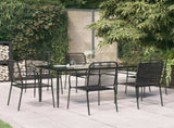 7 Piece Garden Dining Set Black Cotton Rope and Steel 3156541