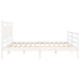 Bed Frame without Mattress White 200x200 cm Solid Wood 3194072
