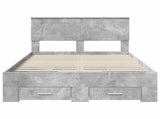 Bed Frame Concrete Grey 135 x 190 cm Engineered Wood 3408275