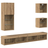 TV Wall Units with LED 5 pcs Artisan Oak Engineered Wood 3402951