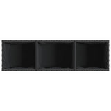 Garden Planter with 3 Pots Black 105x30x32 cm Poly Rattan 366416