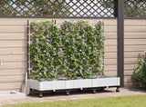 Garden Planter with Trellis&Wheels 3 pcs White PP 3423075