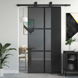 Sliding Door Black 102.5x205 cm Tempered Glass and Aluminium 155215
