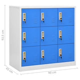 Locker Cabinets 5 pcs Light Grey and Blue 90x45x92.5 cm Steel 3095244