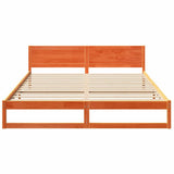 Bed Frame with Headboard Wax Brown 180 x 200 cm Solid Pine Wood 873264