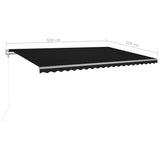 Manual Retractable Awning with LED 5x3.5 m Anthracite 3070064