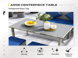 5 Pieces Rattan Garden Furniture Set with Dining Table, Cushions - Dark Blue T3398P314760